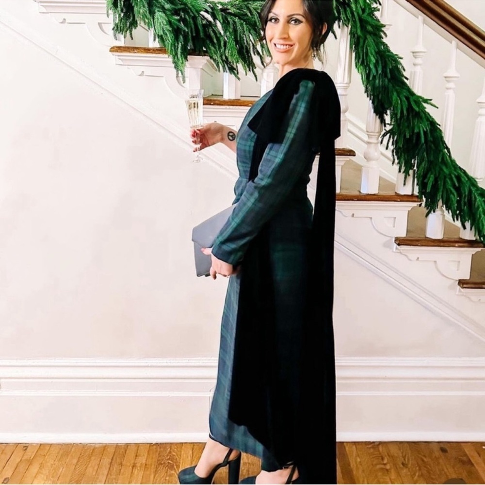 Antonio Melani x Born on Fifth Jennings Plaid Velvet Bow Detail Maxi Dress - Picture 6 of 16